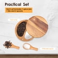 thumbnail image 3 of Salt and Pepper Bowl Acacia Wood Salt and Pepper Box with Rotating Magnetic Lid 2 Compartments Salt and Pepper Cellar with Spoons Practical Salt Spice Box for Home Kitchens, 3 of 10