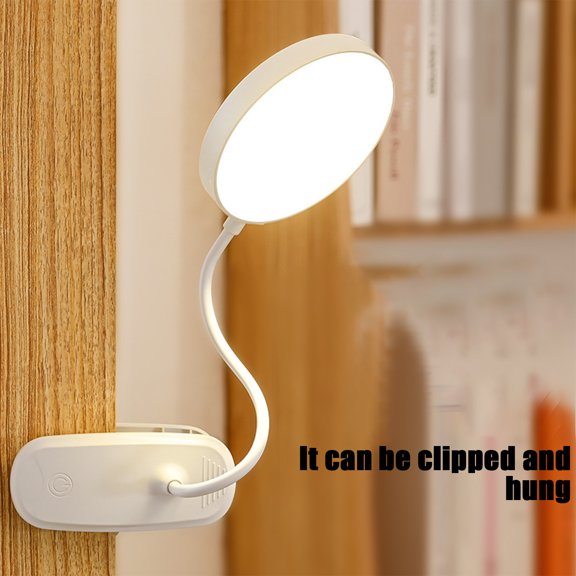 UNLLLL Student Study Reading Desk Lamp, Eye Protection Reading Book Lamp, Charging Clip Desk Lamp, Memory Touch 3 Color Modes, for Desk, Bed Headboard and Computers