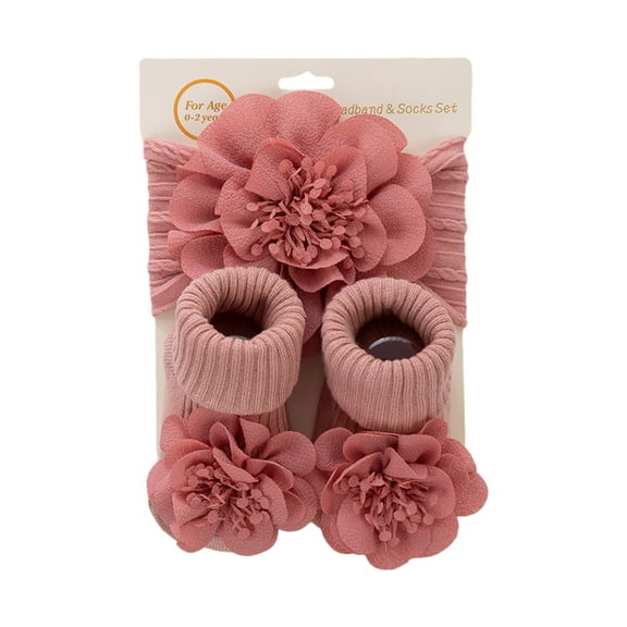 LIANGXR Baby Flower Headband & Socks Set for Baby 0-1Year Soft Elastic Hairband Nonslip Floor Socks Baby Accessories