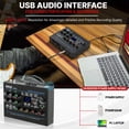 thumbnail image 3 of Pyle Interfaz de audio USB profesional con micrófono/línea, guitarra, entradas estéreo auxiliar y RCA, salidas de teléfono/estéreo/monitor, ideal para reproducción y grabación en computadora, 24 efect, 3 of 5