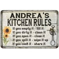 thumbnail image 1 of Andrea's Kitchen Rules Chic Sign Vintage Decor 8x12 Metal Sign 108120032084, 1 of 1