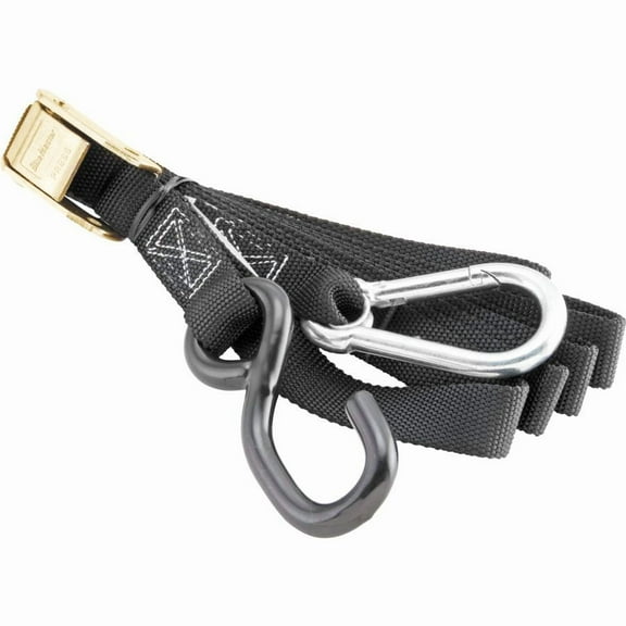 BikeMaster Integrated Softhook Tiedowns with Carabiner Black 1" x 74" (100537)