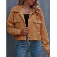 thumbnail image 3 of Women's Fashion Cropped Button Down Corduroy Shirt Shacked Jackets, 3 of 7