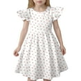 thumbnail image 4 of WMQPNNS Girls Dresses Summer Ruffle Sleeve Floral Dresses Smocked Flowy A-Line Cotton for Girl Casual Boho Dress for Age 5-6 Years, White, 4 of 4