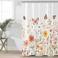 thumbnail image 6 of Shower Curtains Retro Flower Bath Curtain Watercolor Butterfly Waterproof Bathroom Shower Curtain Set with Hooks Decoration 36 x 72 Inches, 6 of 7