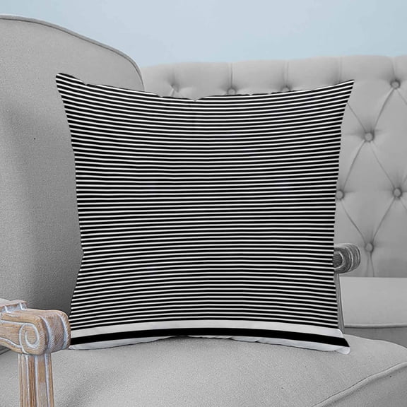 Farmhouse Black White Striped Throw Pillow Covers, Soft Pillowcases with Invisible Zipper, Modern Stripes Decorative Square Pillow Cushion Covers for Living Room Couch Sofa Bed 20x20 Inches