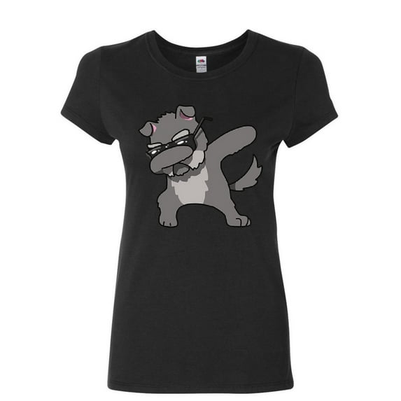 Tee Hunt Dabbing Dog in Glasses Women's T-Shirt Doggie Dab Pet Lovers Pup Puppy Shirt, Black, XX-Large