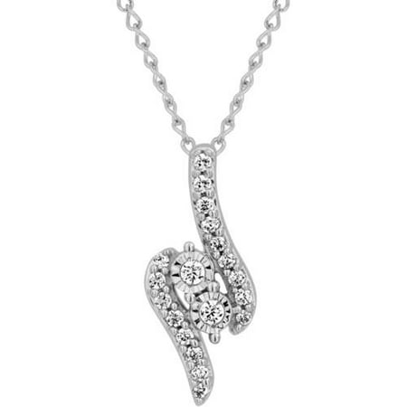 1/10 Carat T.W. Diamond 2 Stone Sterling Silver Pendant