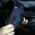 thumbnail image 4 of Dteck Case for Samsung Galaxy Z Flip3 5G 6.7-inch,Heavy Duty Shockproof Rubber Dual Layer Protection Ring Holder Kickstand Hybrid PC Hard Cover For Samsung Galaxy Z Flip3 5G (2021),Blue, 4 of 8