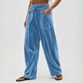 thumbnail image 5 of Cmfcve Women's Wide Leg Barrel Sweatpants Casual Daily Elastic Waist Velvet Long Pants with Pockets, 5 of 6
