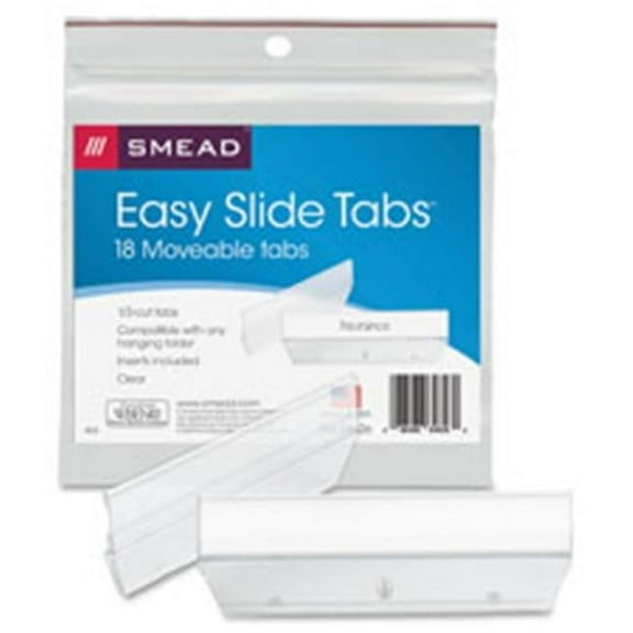 Smead Hanging Folder Tabs- Plastic- Easy Slide- 18-PK- CL