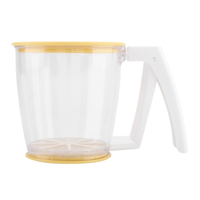 Flour Sifter Crank Flour Sifter Hand-held Cup Flour Sifter Strainer Powder Mesh Sieve Baking Supplies Tools with Lid for Flour Icing Sugar Baking Supplies
