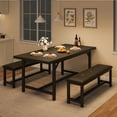 thumbnail image 2 of GloryStar Rectangle Extendable Kitchen Table Set, Includes 2 Upholstered Benches, Perfect for Small Dining Areas, 2 of 8
