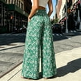 thumbnail image 4 of SAWOBUUN Women Floral Print Wide Leg Pants High Waisted Elastic Waist Drawstring Loose Fit Trousers Casual Long Pants with Pockets, 4 of 5
