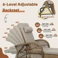 thumbnail image 3 of OUINCH 3-Piece Outdoor Wicker Lounge Chair Set, Patio Chaise Loungers Set of 2 w/Side Table, 6-Position Adjustable Poolside Sunbathing Recliner, Armrest and Head Pillow, Fade-Resistant, Beige, 3 of 9