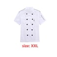 thumbnail image 3 of Chef Abrigo de manga corta con botones bolsillos cocinero chaqueta de cocción elegante ropa de trabajo desgaste uniforme traje para restaurante hotel cafetería cocina blanco xxl Eigraketly HA012101-04, 3 of 7