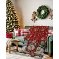 thumbnail image 2 of Red Christmas Flannel Blanket for Bed,Travel and Camping, Snowman Snowy Day Snowflake Watercolor Super Soft Cozy Blanket for All Seasons 40"x50", 2 of 6