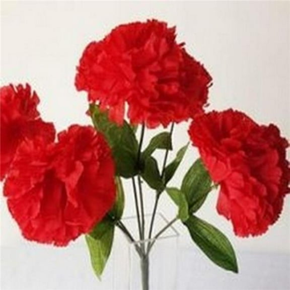 6 Red Carnations Bush Artificial Flowers