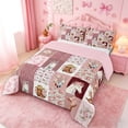 thumbnail image 2 of meiyoeat Farm Animal Horse Cow Full Size Comforter Sets,Romantic Pink Flowers Bedding Comforter Set For Girl,Reversible,3-Piece,1 Comforter and 2 Pillowcases, 2 of 7