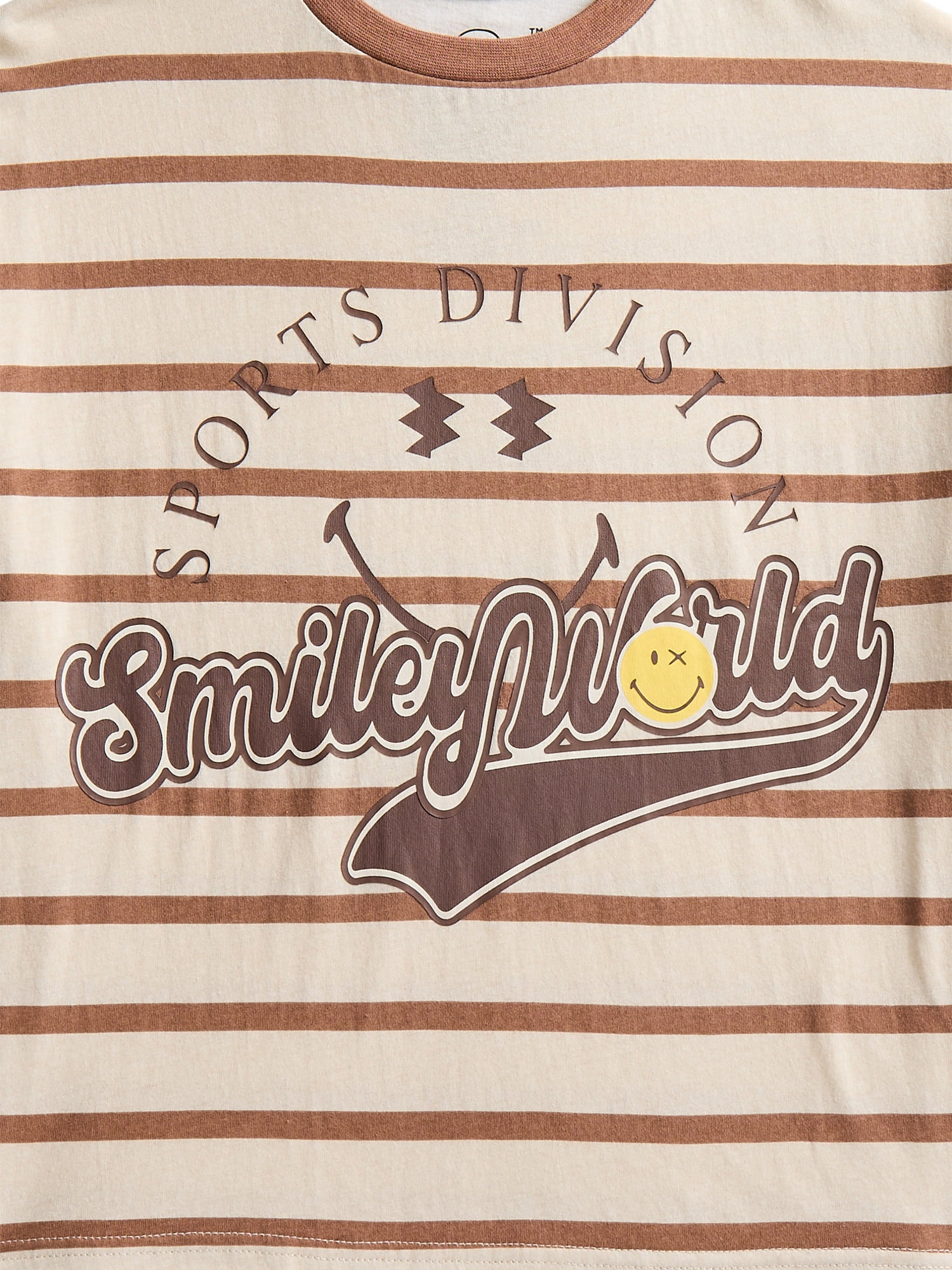 Smiley Boys' Striped Cotton Graphic Tee with Short Sleeves, Sizes XS-2XL