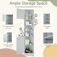 thumbnail image 4 of Multi-Functional Corner Cabinet Tall Bathroom Storage Cabinet with Two Doors and Adjustable Shelves, Open Shelf, Grey, 4 of 6