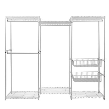 

Closet Rack with Basket 4-layer Wire Shelving Dustproof Corrosion-resistant Storage Rack for Indoor