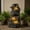 Gray & 35" H, variant on 29" H Terrazzo Style Outdoor Water Fountain, 4-Tier Cascading Bowls with Stacked Stone Design and LED Lights, Freestanding Resin Water Feature for Garden Patio Porch
