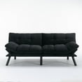 thumbnail image 6 of Triple Tree Velvet Split Back 70" Soft Cushion Futon Sleeper Sofa, Black, 6 of 9