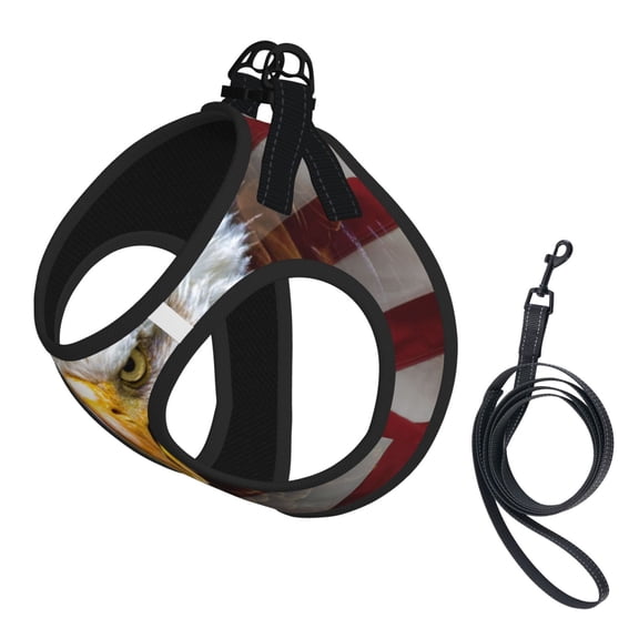 American Flag Eagle Pet Leash Vest Small Dogs Cats Puppy Harness With Leash Reflective No Choke Small