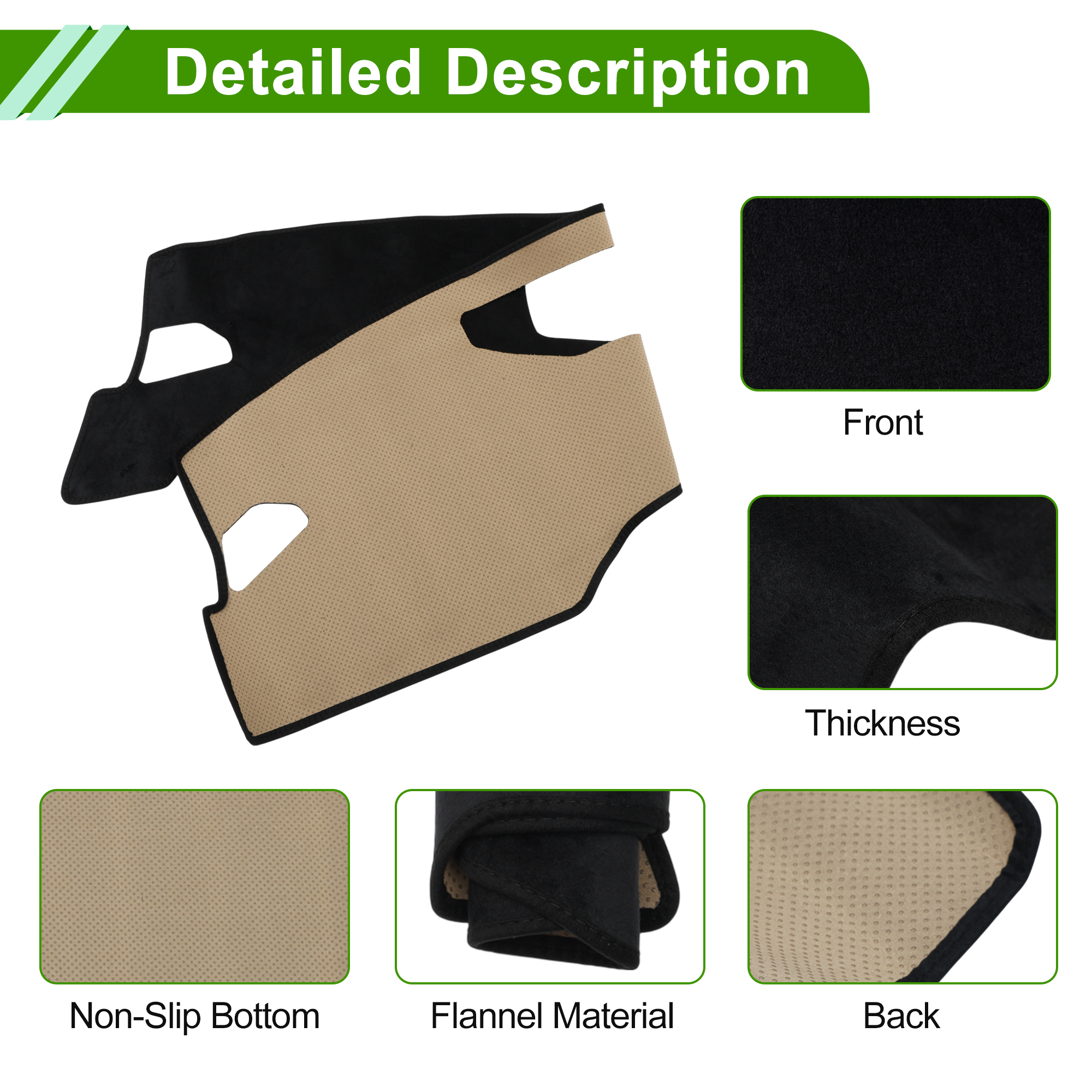 Unique Bargains Dashboard Cover for Nissan Kicks 2025 Dash Cover Mat Carpet Center Console Dash Cover Mat Car Interior Sunshield Protector Pad Flannel Black 1 Pc