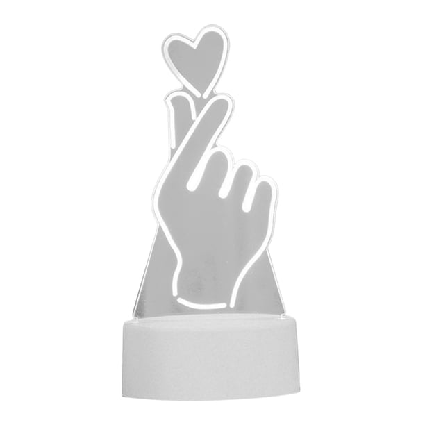 Lámpara de mesa con luz nocturna LED acrílica 3D para niños, regalo para niños, decoración del hogar Corazón de dedo