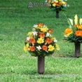 thumbnail image 6 of Sympathy Silks Artificial Cemetery Flowers Orange Rose and Yellow Alstroemeria Bouquet, 6 of 7