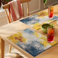 thumbnail image 4 of Vintage Yellow Firework Placemats Set of 12 Modern Abstract Rt Smear Place Mats Indoor Wipeable Table Mats Washable Cloth Dining Table Placemats for Kitchen Holiday Party Home Decor 13x19 Inch, 4 of 9