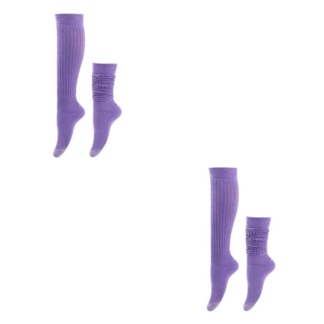 Baohd 2x Stably Fixed Slouch Socks With No Loose Thread Comfortable To Wear Polyester Fit For All Feet Shape Durable Light Purple 2Set