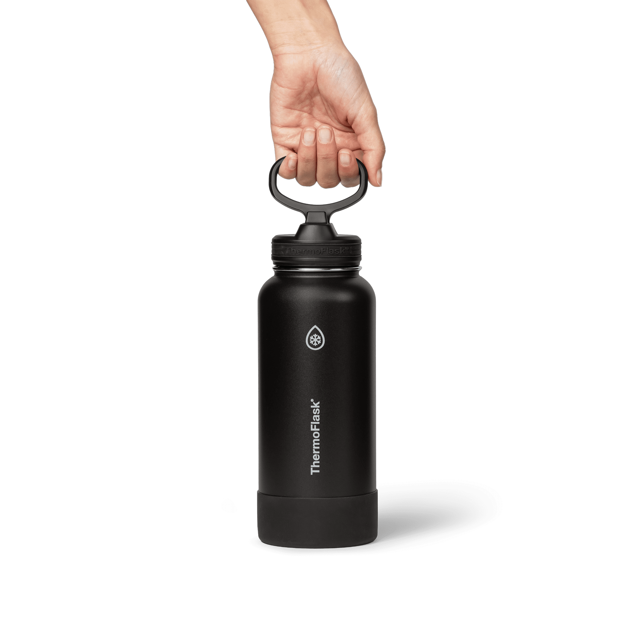 ThermoFlask Classics Insulated Stainless Steel Water Bottle with Leakproof Straw Lid, 32 oz, Black