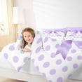 thumbnail image 4 of jejeloiu Cartoon Bow Full Size Comforter Sets,Purple Polka Dots Bedding Sets For Girl Reversible 3pcs, 4 of 8