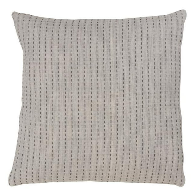 SARO 563.GY20S 24 in. Square Stitched Design Cotton Throw Pillow with Down Filling - Gray