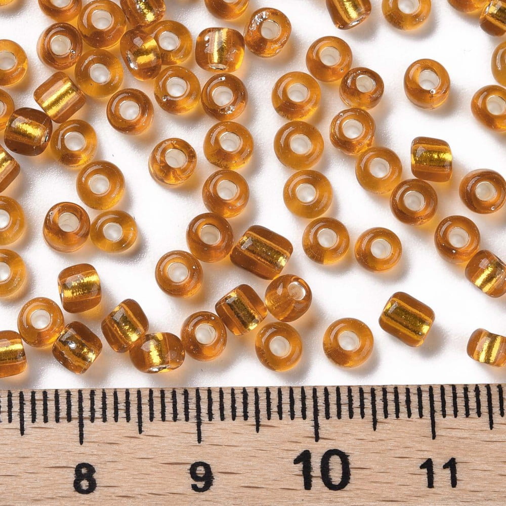6/0 Glass Seed Beads Silver Lined Round Hole Round Dark Goldenrod 4mm Hole: 1.5mm about 6639 pcs/pound