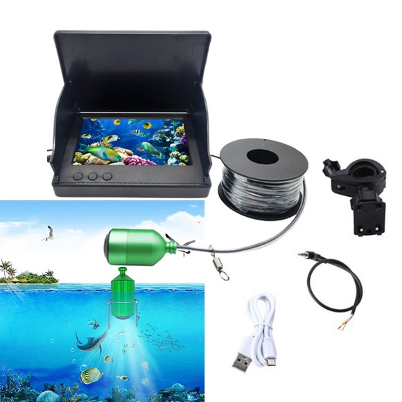 Video Fish Finder Kit Fishing Camera Dark Night Vision 4.3/5 Inch LCD Monitor Display 80-100m Depth Underwater Camera Set Device ,High Definition