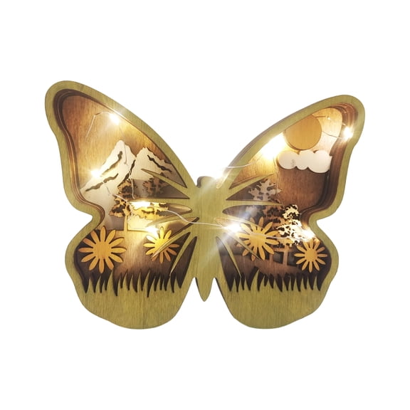Easter Wooden Light-Up Ornaments 4 Styles Bunny Butterfly Hen Bird Shaped 3D Carved LED Decorations for Home Tabletop Holiday Gifts