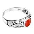 thumbnail image 3 of Intricate Lace Swirl Vines Round Red Coral Sterling Silver Ring-7, 3 of 5