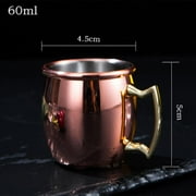 2-Pack 60ml Mug Marble Double Walled Copper Mugs Cup, Pure Solid Copper Cups with Brass Handles Finish