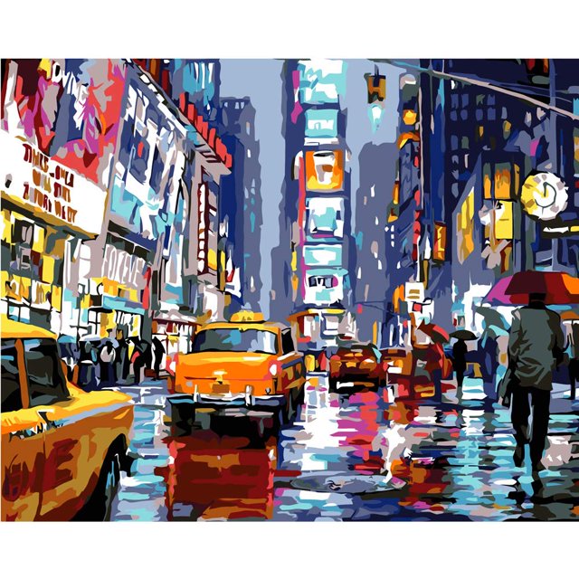 Paint by Numbers for Adults Beginner,Times Square Paint by Number for Adults,Landscape Paint by Numbers Street Scenery,Manhattan Square Paint by Number City Night View 16 x 20 Inch