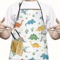 thumbnail image 2 of Colorful Dinosaurs Cacti Pattern Apron-Garden Aprons for Women with Pockets-Cotton Linen Waterproof Kitchen Cooking Gardening Aprons Adjustable for Kitchen,Cooking,BBQ and Salon 33x27 Inch, 2 of 7