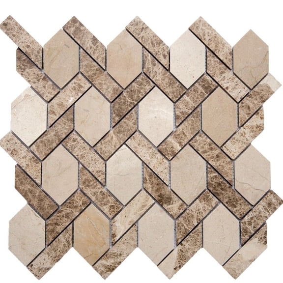 The Tile Life Santorini Hex 12" x 12" Crema Matte Marble Mosaic Floor and Wall Tile, 1 Sheet