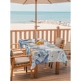 thumbnail image 2 of Outdoor Tablecloth with Umbrella Hole for Patio/Picnic/Party/Camping, Navy Blue Starfish Coastal Waterproof Table Cloth Rectangle Table Cover Washable, Vintage Nautical Summer Coral Shell (60"x 84"), 2 of 8