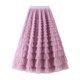 thumbnail image 1 of Falda vintage de malla con volantes hasta la pantorrilla para mujer - Falda tutú plisada de corte A y cintura alta (tallas M-L), 1 of 4
