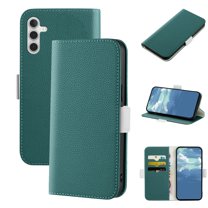 Dteck for Samsung Galaxy A13 5G 6.5 inch Case,Drop Protection Magnetic Closure Flip Holder ID Credit Card Slots Wallet Lychee Texture Leather Slim Phone Cover,Green