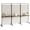 Beige, variant on 3 Panel Room Divider with Wheels and Shelves, 103" W x 74" H Folding Privacy Screen, Rolling Partition Separator for Home Office Studio, Fabric Wall Divider for Room Separation