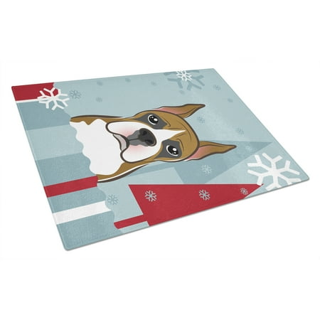 

Carolines Treasures BB1719LCB Winter Holiday Boxer Glass Cutting Board Large 12H x 16W multicolor